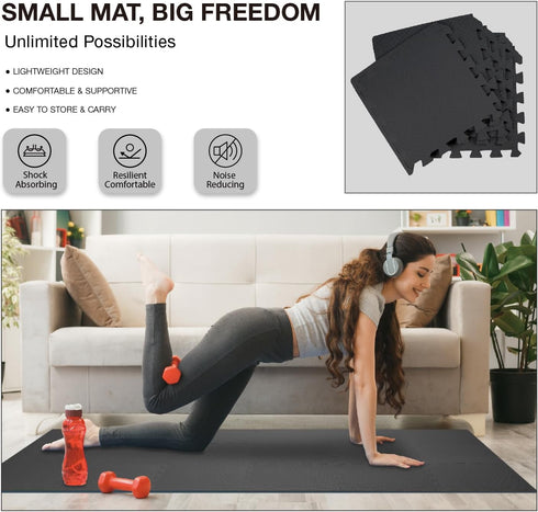 18 AIRHOP Tiles Gym Floor Mat, EVA Foam Puzzle Gym Mat, High-Density Interlocking Foam Floor Tiles for Home Gym, Play