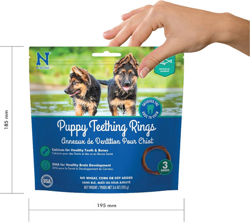 N-Bone Puppy Teething Rings, Salmon Flavor Dog Treat, 3 Count Bag, 3.6-oz