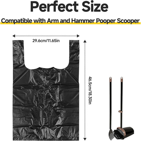 Eiszhjk 60 Count Hammer, Pooper Scooper Bags Compatible with Arm and Dog Waste Bags with Easy-Tie Handles, Extra Thick
