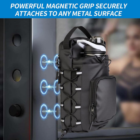 Xan Concept Magnetic Gym Bag for Men and Women,Water Bottle Bag with Phone Pockets & Shoulder Strap,Powerful Magnet Gym