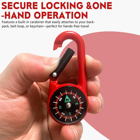 TYTDOUTER Carabiner Clip On Compass Keychain, Mini Pocket Compass for Hiking, Camping, Fishing, Portable Small Compass