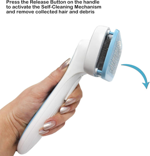 Pets First Premium Dog & Cat Brush, Self Cleaning Slicker Hair Brush, Easy to Clean, Best Grooming Tools for Dogs and
