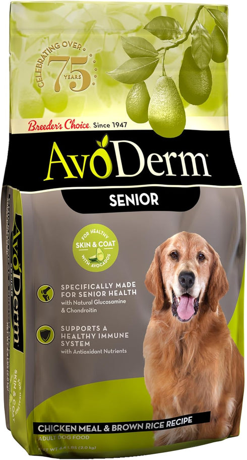AvoDerm Natural Chicken Meal & Brown Rice Senior Dry Dog Food, 4.4 lb