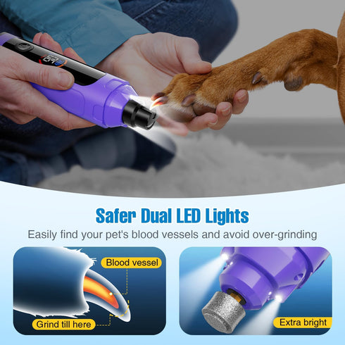 6-Speed Trimmers, 2 Dog Nail Grinder, Quiet Electric Dog Nail Dog Nail Clippers with File for Small Medium Large Dogs