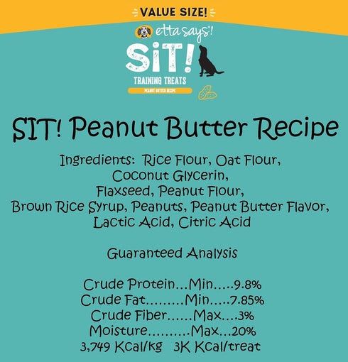 ETTA SAYS! Sit Peanut Butter Training Treats for Dogs 16 Ounce Soft Dog Treats – Made in USA Dog Treats, Limited Ingredients, Low Calorie (Pack of 1)