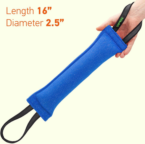 Viper Synthetic K9 Tug Toy, Blue, 12 x 2, Two Handles for Dogs