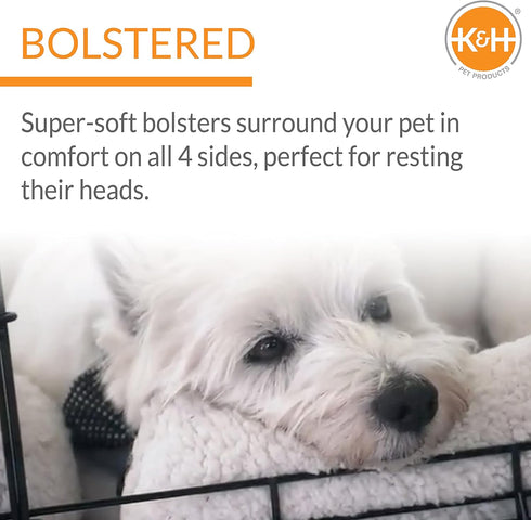K&H Pet Products Ultra Plush Deluxe Bolster Dog Crate Pad, Portable Dog Crate Mat & Kennel Indoor Bed, Fleece Large