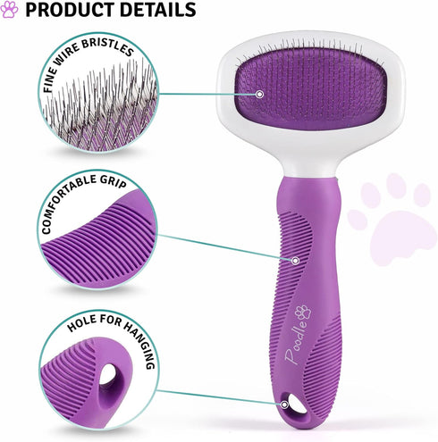 Poodle Pet Slicker Brush for Dogs, Cats, Rabbits - Matted/Loose Fur Grooming for Short/Long Hair
