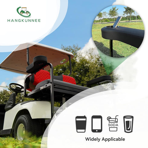 Golf Cart Armrest with Cup Holder for EZGO Club Car Yamaha, No Drilling Required Rear Seat Kits