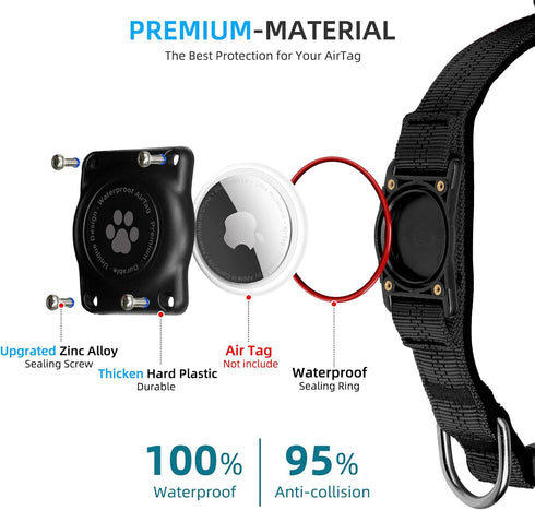 Upgraded AirTag Dog Collar, IP68 Waterproof Holder, Reflective, Ultra-Durable for Small Medium Large Dogs