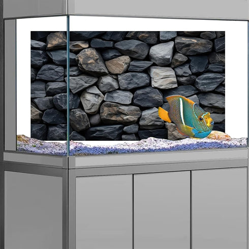Underwater Stone Aquarium Background, Rock Wall Nature Landscape Fish Tank Backdrop Decor, Polyester Fabric with 6 EVA Double-Sided Tapes 36x18 inches/90x45cm