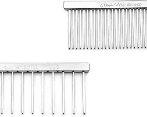 Chris Christensen 003 7.5 in. F/XC Greyhound-Style Butter Comb - Professional Grooming, Solid Brass Spin, Chrome Finish