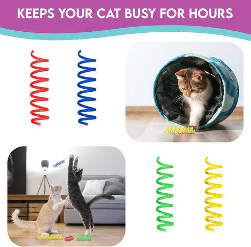 SPOT 3" 10-Pack Colorful Springs Cat Toys Bouncy Coils for Indoor Cats & Kittens to Swat, Chase & Bite, Safe
