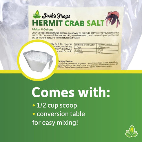 8 Josh's Frogs Hermit Crab Marine Salt and Scooper (Makes gallons of Salt Water)