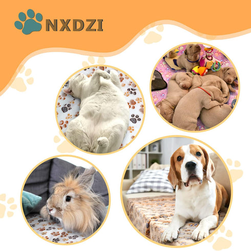 Dog Blankets for Large Dogs, 3 Pack Washable 41" x 31", Fuzzy Soft Pet Mat Throw Cover, Cute Paw Pattern, Waterproof