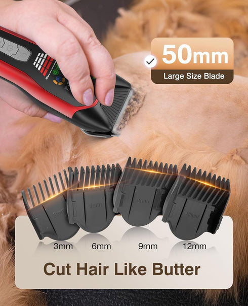 Trimmer Wide Blade Dog Cat Clippers - Professional Cordless Grooming Tools for Thick Coats - Low Noise Pet Hair Kit