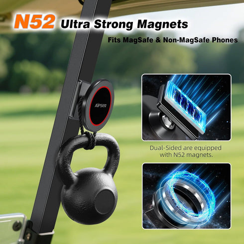 AIPSET 12-17 Roykaw Magnetic Phone Holder Compatible with Magsafe Phone, Golf Cart Phone Holder, Gym Phone Mount