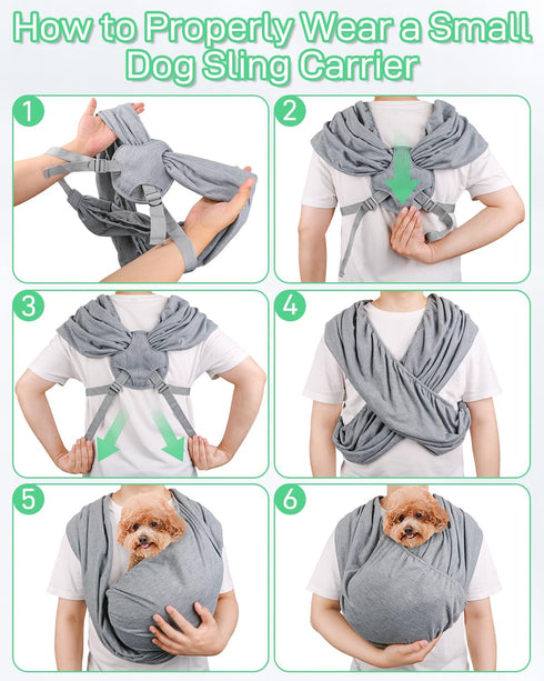 13lbs, Dog Sling Swaddle Carrier Small Dog Cat Front Facing Carrier for Chest, Hands Free Puppy Carrying Sling Hold