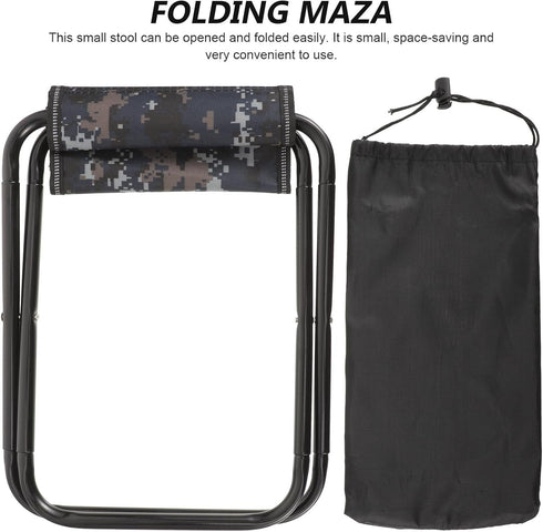 Toddmomy Portable Folding Stool Small Travel Camping Chair Lightweight Blue Camouflage Foldable Seat for Hiking