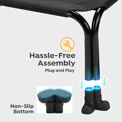 Veehoo Elevated Dog Bed, Cooling Raised Bed, Easy Assembly Outdoor Dog Bed with Non-Slip Dual-Boot Feet, Durable