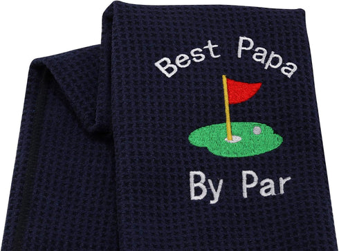 JXGZSO Dad Golf Towel, Embroidered Golf Gift with Clip - Papa Dark Blue