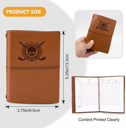 Golf Scorecard Book, Leather Golf Journal Notebook with Pencil, Yardage Book, Pocket Golf Score Book