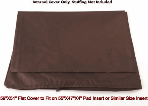 Dogbed4less Waterproof Internal Duvet Case for Jumbo/XXXL Large 55"x47"x4" Memory Foam Pad Pet Bed - 59"x51" FLAT