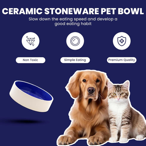 SPOT Ceramic Stoneware Pet Bowl, 7.5in Diameter - Heavy Duty Non-Slip Bowl for Medium and Large Dogs