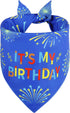Agroon 1PCS, Blue Dog Birthday Bandana Boy XLarge Durable Triangle Reversible Scarf Bibs Handkerchief for Puppy Pet