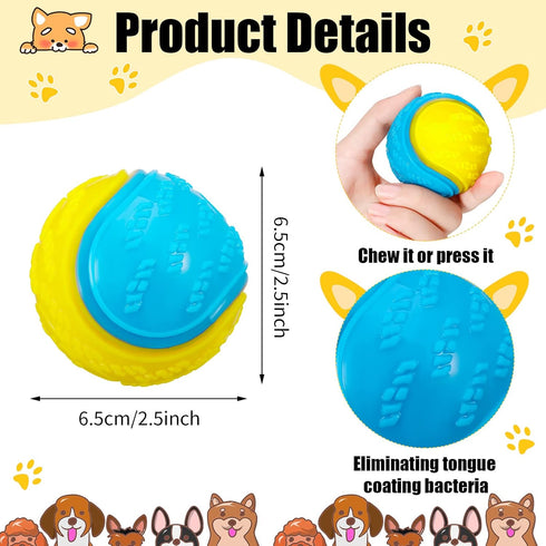 Dog Balls, 4-Pack Squeaky Balls for Large and Medium Dogs, Interactive Toys for Play and Training, 2.5 Inch