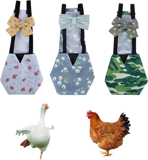 BNVXR 3Pcs Washable Chicken Diapers for Hens & Ducks with Bow Tie Design,