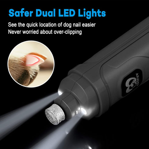 2 2-Speed Trimmer Casfuy Dog Nail Grinder with LED Light - New Version Powerful Electric Pet Nail Professional Quiet