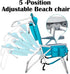 Generic Backpack 5 1-Pack) Foldable Beach Chair, Portable Camping Chairs with Headrest, Cup Holder & Armrests, Beach