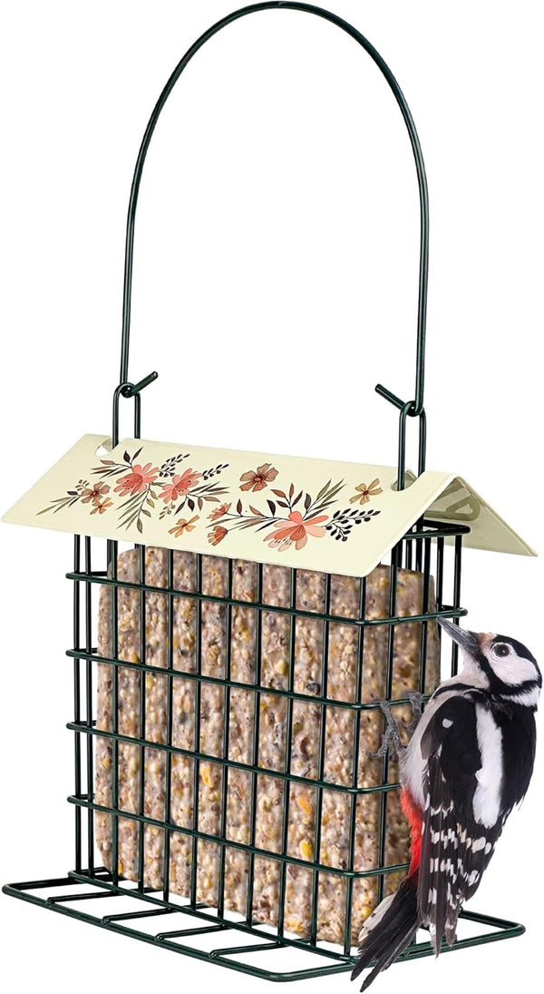 Wild Wings Decorative Metal Suet Cage Feeder for Outdoor Wild Bird Feeders, Black