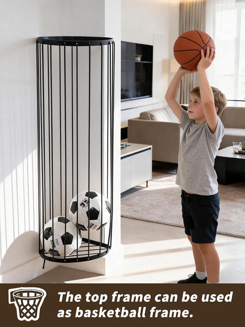 AIDILI Garage Ball Storage Rack - Wall Mounted Ball Holder with Elastic Cords, Large Capacity Sports Organizer