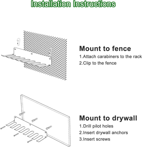 QBA Wall Mount Baseball Bat Holder, Heavy Duty Steel Rack for 14 Bats, Organizer for Dugout Fence
