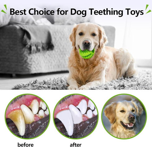 Treat-Dispensing Dog Toys, Durable Rubber Puppy Toys for Boredom, Dog Treat Balls for Small & Medium Breed, 2 Pack