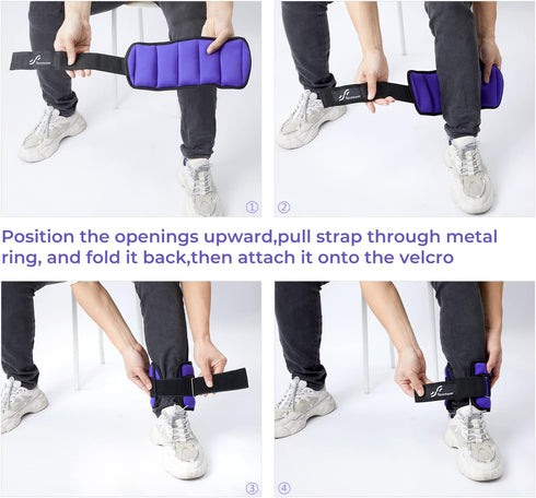 Sportneer Adjustable Ankle Wrist Weights for Men, Women, Kids, 2 lbs for Each Ankle, Total Weight 4 lbs