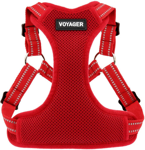 Best Pet Supplies Voyager Adjustable Dog Vest Harness, No Pull, Breathable for Small, Medium, Large Dogs, Red, L