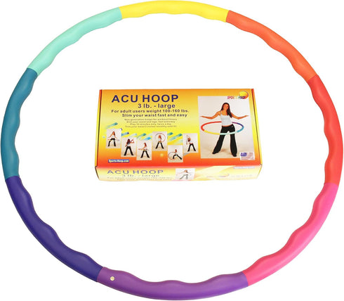 Weighted Hula Hoop, ACU Hoop 3L - 3.3 lb Large Weight Loss Fitness Workout Sports Hoop with Ridges, Rainbow Colors