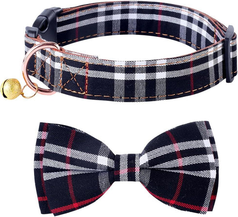 Adjustable Dog Collar with Bow Tie, Stylish Pattern for Small Medium Large Dogs and Cats