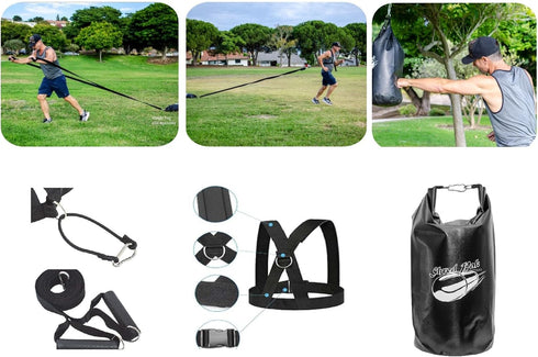 Resistance Training Sled Kit - Weight Sled Harness & Handles for Extreme Workouts, Burn 3X Calories
