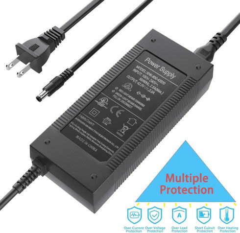 Qoovi 42V 2A 7-in-1 36V UL Certified Electric Scooter Charger with Plugs for Electric Bike Lithium Battery,Compatible