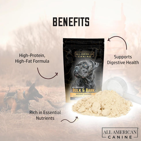 Bulk & Bark Weight Gainer + Digestive Aid Formula, Natural Health Supplement Food Topper, 60 Servings