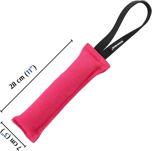 Dingo Gear Tug Toy for Dog Training - Agility Tug of War French Linen Dog Bumper with Handle, 11" Pink S00309