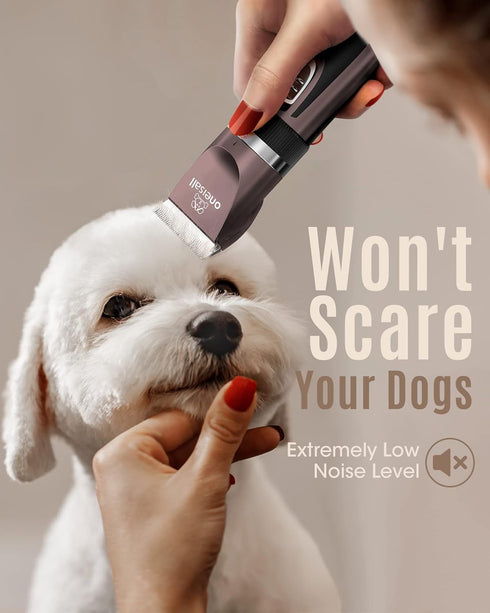 oneisall Dog Clippers, Low Noise 2-Speed Quiet Grooming Kit, Rechargeable Cordless Pet Hair Clipper for Dogs and Cats
