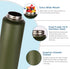 Volhoply 4 Pack Insulated Water Bottles, 40 oz Stainless Steel Sports Bottle with Paracord Handle