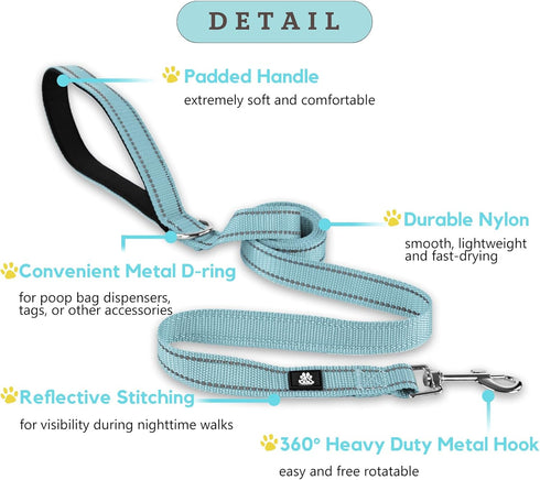 FURRYFECTION Reflective Dog Collar and Leash Set with Quick Release Buckle, Padded Neoprene Adjustable Nylon Collar for