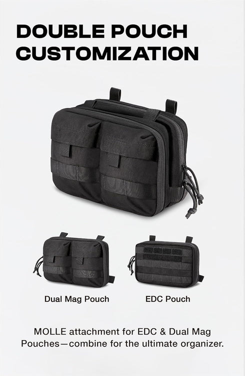 Backpacks Black Tactical Molle EDC Pouch - Admin Pouch with Molle Attachments