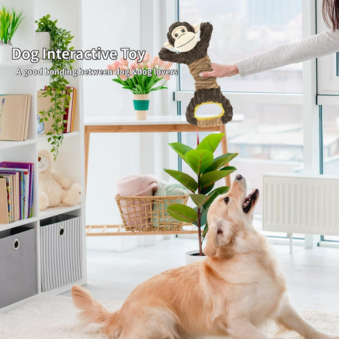 Vehomy Dog Squeaky Toy, Gorilla Shaped Plush Toy for Aggressive Chewers, Tug of War Interactive Toy for All Dogs